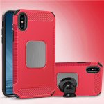Wholesale iPhone X (Ten) Metal Plate Hybrid Case for Magnetic Holder (Red)